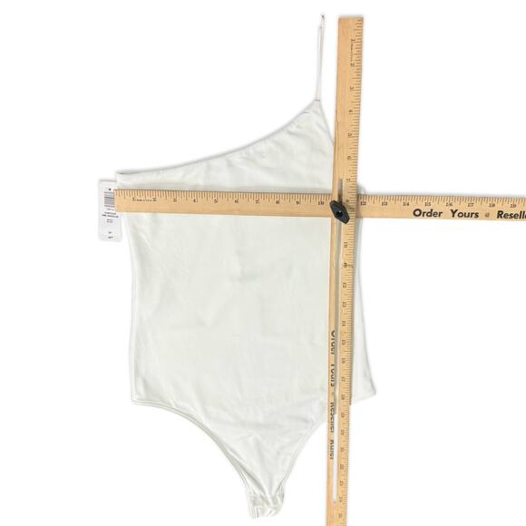Babaton Contour White One-Shoulder Cami Spaghetti Strap Bodysuit size S NEW Tags - Picture 4 of 9
